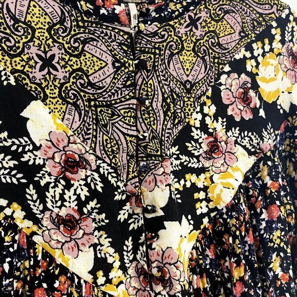 Free People WIldflower Fields Henley Bohemian Tunic Top Size S - Picture 3 of 10
